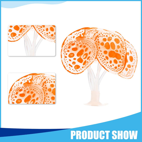 Soft Silicone Glowing Simulation Coral, Fluorescence Aquatic Artificial Water Plants for Aquarium (Orange) by CAPASTEC