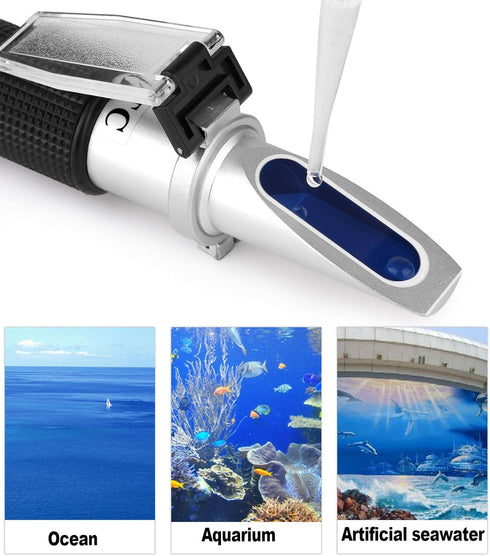 LEERCHUANG Water Salinity Refractometer, Dual Scales Hydrometer for Aquarium, Marine Fish-Keeping, Pool Tank