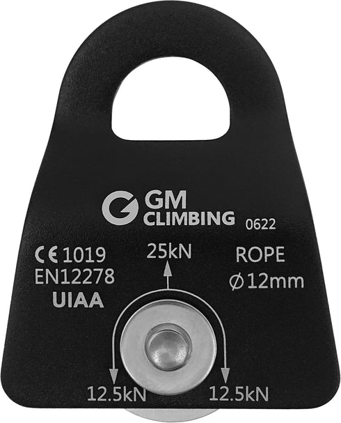 GM CLIMBING Micro Prusik Minding Pulley 25kN CE UIAA Certified 12mm Mobile Side Plates for Arborist Climbing Rescue