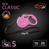FLEXI New Classic Retractable Dog Leash (Cord), Ergonomic, Durable and Tangle Free Pet Walking Leash for Dogs Up to 26 lbs, 16 ft, Small, Pink