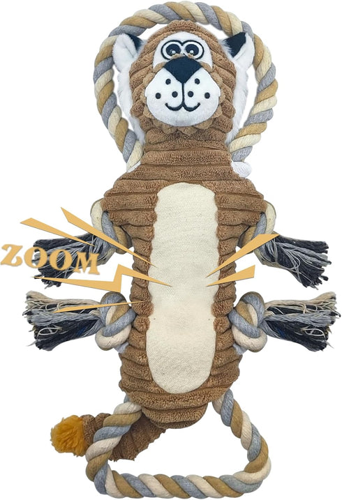 Interactive Squeaky Dog Toys, Funny Tug of War Plush Dog Chew Toys for Small, Medium, and Large Dogs - Lion