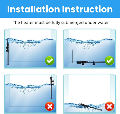 AQUANEAT 300W Aquarium Heater, Adjustable Submersible Water Thermostat with Thermometer for Fish Tanks