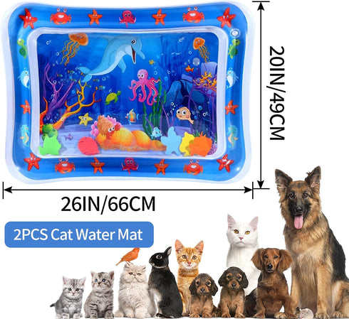 2 2mm PCS Large Thickened Cat Water Mat, Interactive Cat Sensor Play Mat for Indoor Cats to Exercise, Anti-Scratch Leak