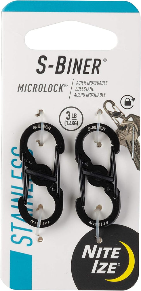 Nite Ize S-Biner MicroLock Stainless Steel, Locking Dual Sided Gates, Keep Keys Secure with Carabiner Key Holder