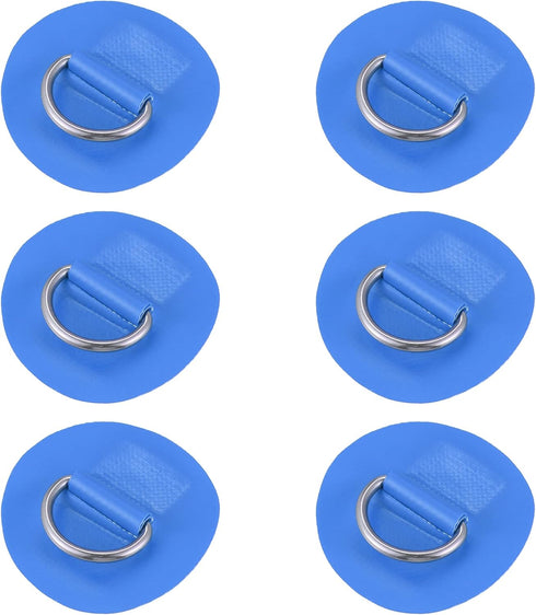 X AUTOHAUX 6pcs 6cm D Ring Patch PVC Stainless Steel Round Shape D Ring Pad for Surfboard Kayak Canoe