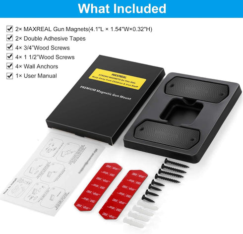 MAXREAL 60lbs (2-Pack) Gun Magnet Rated.HQ Rubber Coated Magnetic Pistol Mount & Holster for Vehicle, Truck, Home, Car