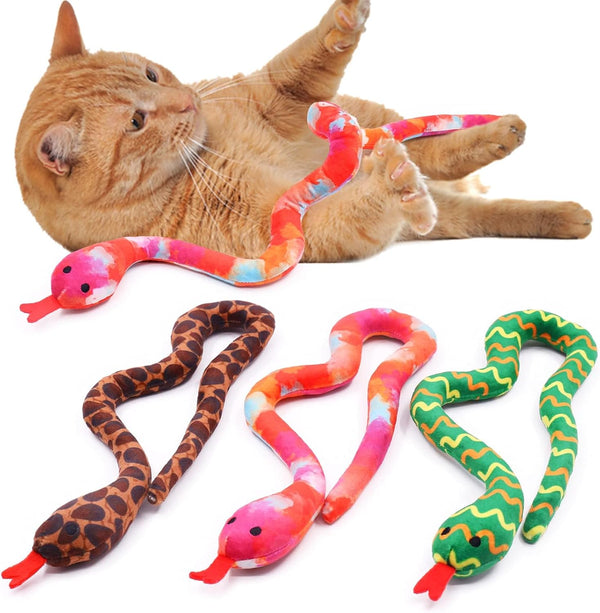 CiyvoLyeen Interactive Catnip Toys - Set of 3 Snake Cat Toy for Indoor Cats, Novelty Gift for Cat Lovers