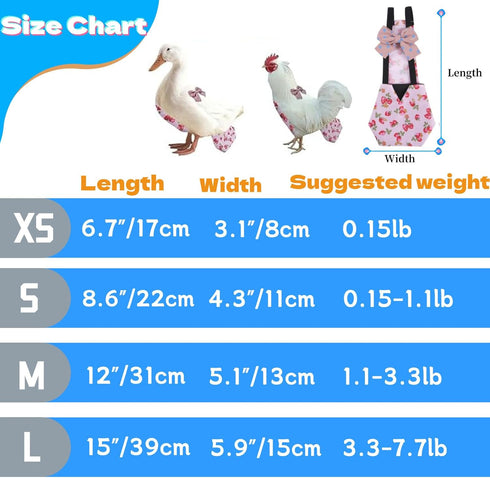 BNVXR 3Pcs Washable Chicken Diapers for Hens & Ducks with Bow Tie Design, Waterproof Cloth Fabric Duck Diapers