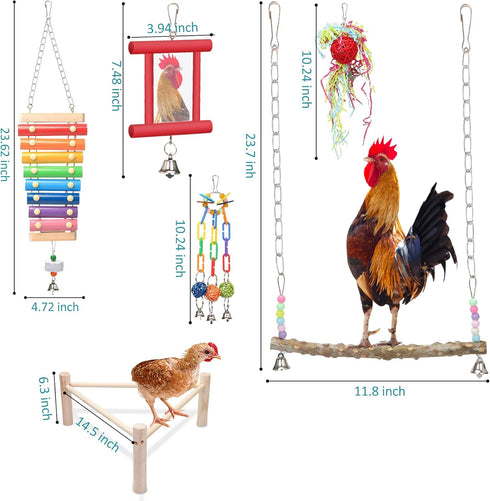 14PCS Chicken Toys for Coop Accessories - Longer Chain Chicken Swing, Chicken Toy for Hens in Coop, Chicken Perch