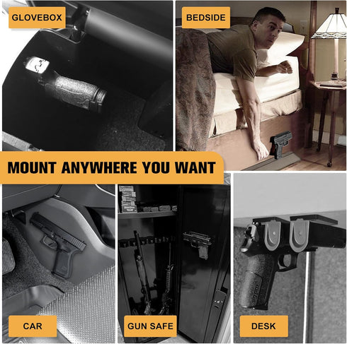 Gun Magnet with 3M Adhesives, Rated 55 LBS, Rubber Coated No Drilling Mount for Handgun, Rifle, Shotgun