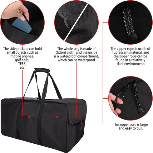 Golf Push Cart Bag, 3 Wheel Folding Carry Bag for Caddytek, Black Extra-Large Capacity Cover