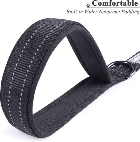 VIVAGLORY Short Dog Leash, Traffic Leash with Soft Padded Handle for Training & Walking, 18 inch, Black