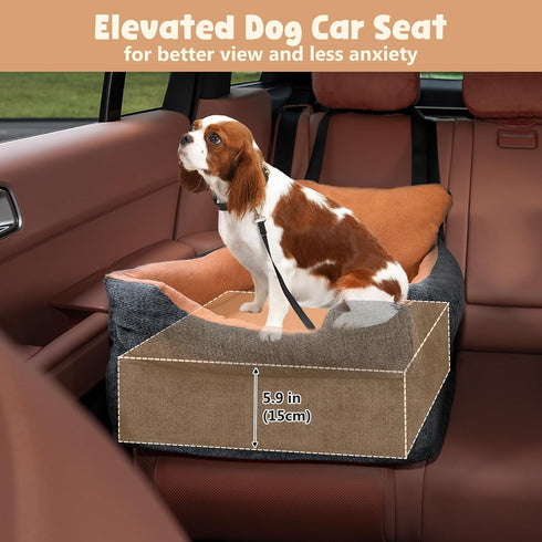 30 lbs, Avont Dog Car Booster Seat for Small/Medium Dogs Under Elevated Puppy Carseat, Front Seat Pet Car Bed -Black