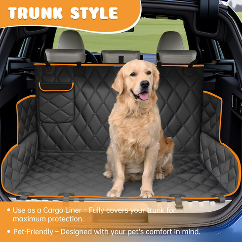 100% 600D (54" 59" Dog Car Seat Cover for Back Seat Waterproof, Long-Lasting and Soft Nonslip Backseat Cover for Cars