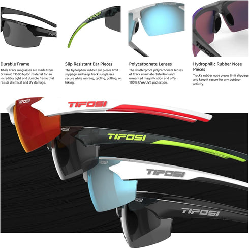 Track Sport Men & Women Sunglasses, Ideal for Baseball, Golf, Running, and Tennis