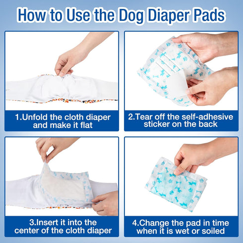 Pet Soft Disposable Dog Diaper Liners, Ultra Absorbent Booster Pads for Washable Dog Diapers, Blue, M-50