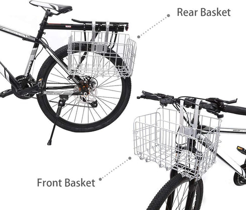 HOMEE Folding Rear Bike Basket - Wire Mesh Fold-Up Detachable Front Bag for Mountain Bike Accessories Cargo Rack