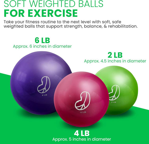 Bean Products Soft Weighted Balls for Exercise - Soft and Safe Workout Balls for Yoga, Rehab, Pilates and Fitness