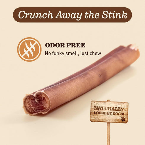 EVER FARM (6", 25 Pack) 100% Odor-Free Standard Bully Sticks Grass-Fed Beef Pizzle Dog Chews, Fully Digestible