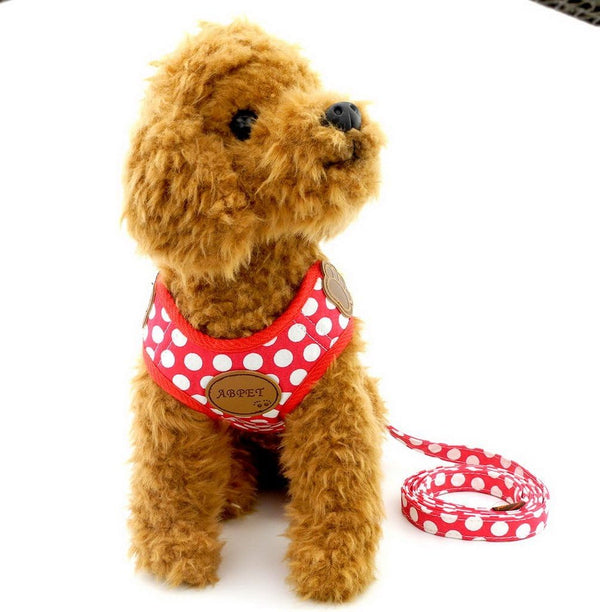 SELMAI Small Dog Harness Vest Leash Set, Polka Dot/Camo Mesh, No Pull Leads for Puppy Pet Cat