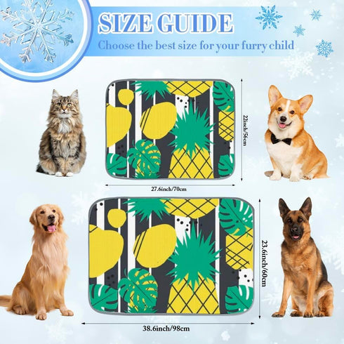 Generic Summer 28" X22" Cats Dog Cooling Mat Ice Silk Cooling Mat for Dogs Outdoor Pineapple Leaf Pattern Cat Bed