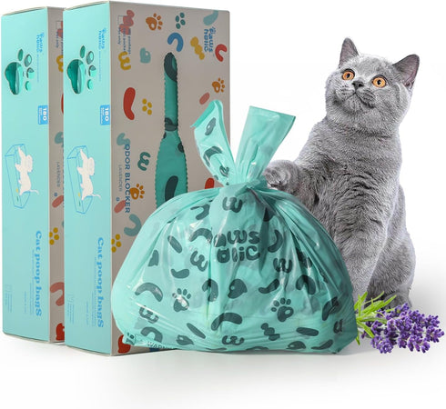 Cat Litter Disposal Bags and Dog Poop Bags with Handle,Cornstarch Based Extra