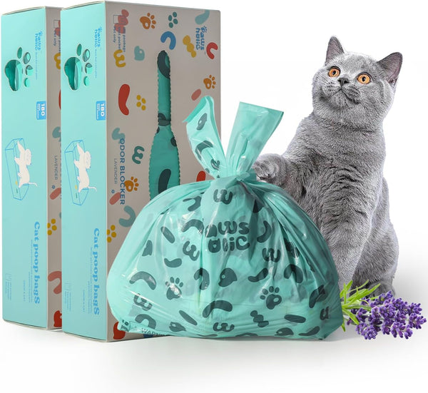 Cat Litter Disposal Bags and Dog Poop Bags with Handle,Cornstarch Based Extra