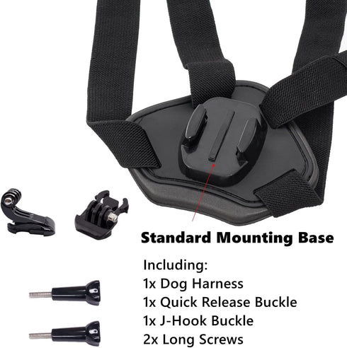 Dog Harness Mount for Gopro, Adjustable Soft Vest with 2 Mounting Bases for Gopro Hero, for Small Medium Large Dogs
