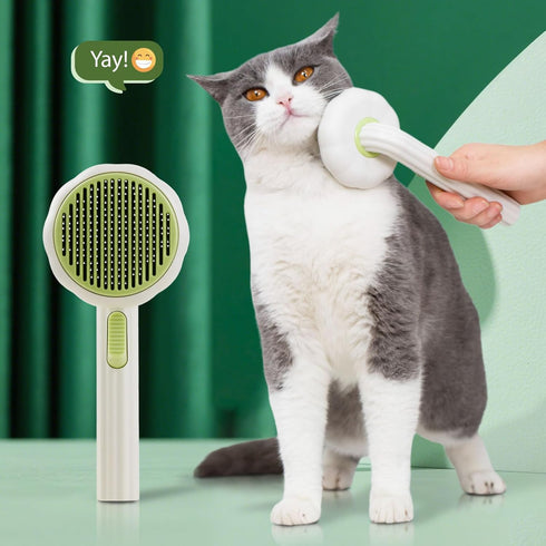 Cat Brush Dog Brush with Release Button for Shedding, Self Cleaning Cat Comb Hair Brush for Indoor Cats, Dog Deshedding