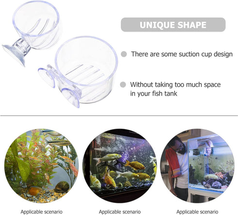 Mipcase 4Pcs Red Worm Feeder Dish with Suction Cup, Floating Fish Tank Feeding Bowl for Shrimp and Fish.