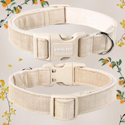 ARING PET Cotton Dog Collar, Soft Lightweight Comfortable for Small Dogs, Quick Release Buckle for Small Medium Large