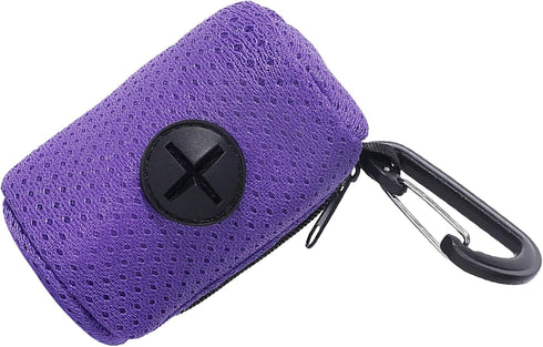 LOXGO Pet Trash Bag Holder Poop Bag Dispenser MeshFabric Pooper Bag Dispenser LeashHook Pet Waste Bag Holder, Purple