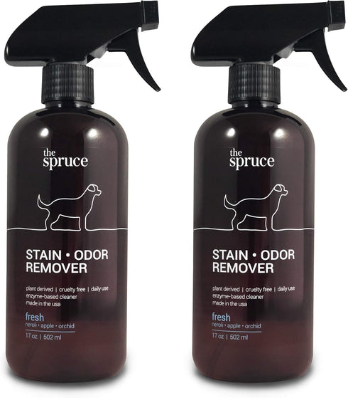 The Spruce Pet Stain & Odor Remover - Plant-Derived Enzyme-Based Cleaner for Dog and Cat Urine, 17 oz, 2 Pack