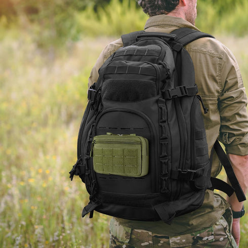 FRTKK Tactical Molle Admin Pouch Utility Laser Cut EDC Tool Bag, Includes US Flag Patch and Keychain
