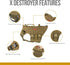 OneTigris Large Tactical Dog Harness, No Pull Adjustable Vest with Heavy Duty Handle, Brown, Large Hook and Loop Panels