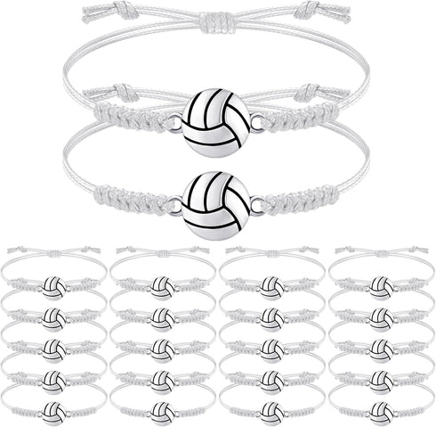 Jadive 20 Pieces Adjustable Volleyball Charm Bracelets Bulk Gifts for Sports Coaching Supplies Players