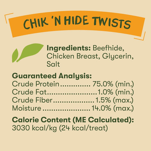 16 oz Pet 'n Shape Chik 'n Hide Twists Chicken Wrapped Rawhide Natural Dog Treats, Small