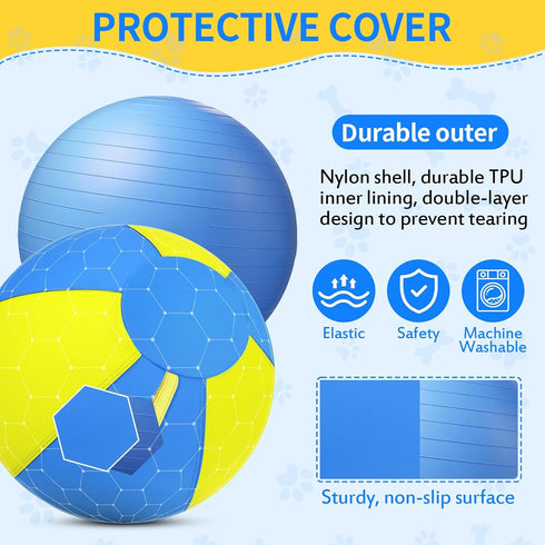 QWV 18 Inch 1000D Herding Ball for Dogs with Durable Oxford Cover - Interactive Dog Toy with Handles for Medium Breeds