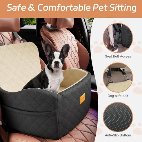 PEATCEC 35lbs, 2 Seamless Dog Car Seat for Small/Medium Dogs Under Detachable & Washable Elevated Pet Travel Bed