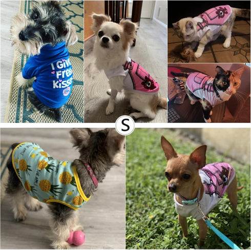 SATINIOR 6 Pcs Dog Clothes, Printed Doggie Shirts, Cute Cotton T-Shirts for Small Medium Dog Apparel, Summer Christmas