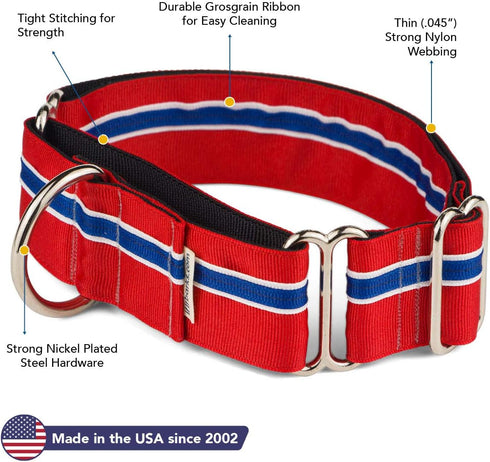 If It Barks - 1.5" Adjustable Martingale Collar for Dogs - Strong Comfy Nylon - Ideal for Training - Made in USA -