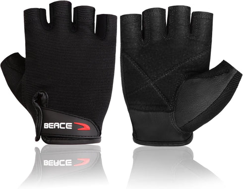 BEACE Weight Lifting Gym Gloves with Anti-Slip Leather Palm for Workout Exercise
