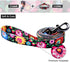 Ihoming Dog Collar and Leash Set for Daily Outdoor Walking, Black Colorful Flowers Design for Small Boys Girls Dogs