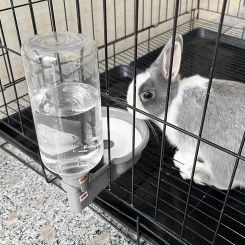 VANNON 16oz Pet Water Bottle, Gravity Dog Water Bowl Dispenser for Small Dogs, Cats, Rabbits, BPA Free, Grey