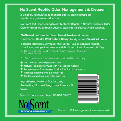 No Scent Reptile Tank Cleaner Spray & Pet Odor Management for Bearded Dragon, Turtle, Lizard (2 Fl Oz / 59 mL)
