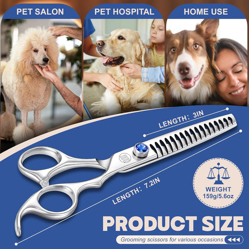 JP-440C Cutting/Trimming Moontay Professional Dog Grooming Straight, Curved, Thinning/Blending/Chunking Scissors Kit