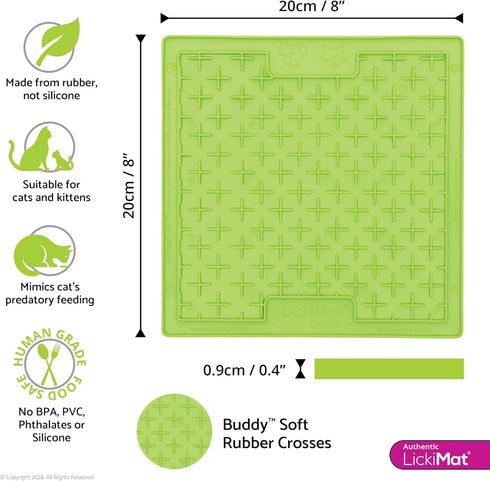 LickiMat Classic Buddy, Cat Slow Feeder Lick Mat, Boredom Anxiety Reducer for Food, Treats, Yogurt, or Peanut Butter