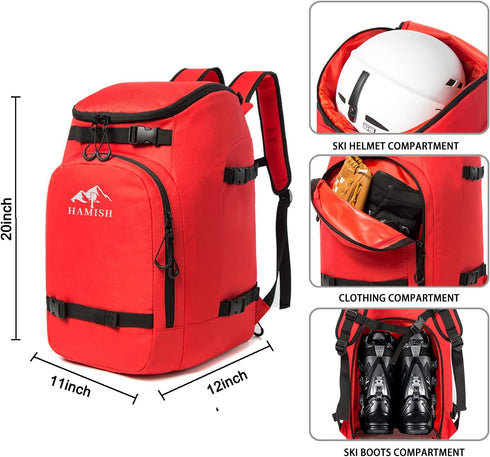 Hamish Ski Boot Bag - 50L Waterproof Backpack for Ski Boots, Snowboard, Helmet, Goggles & Accessories
