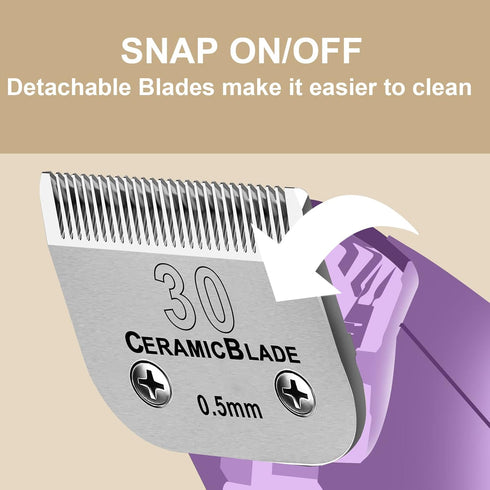 2 Pack Detachable Pet Dog Clipper Blades, Compatible with Andis, Oster A5, Wahl KM Series, #30 Blade
