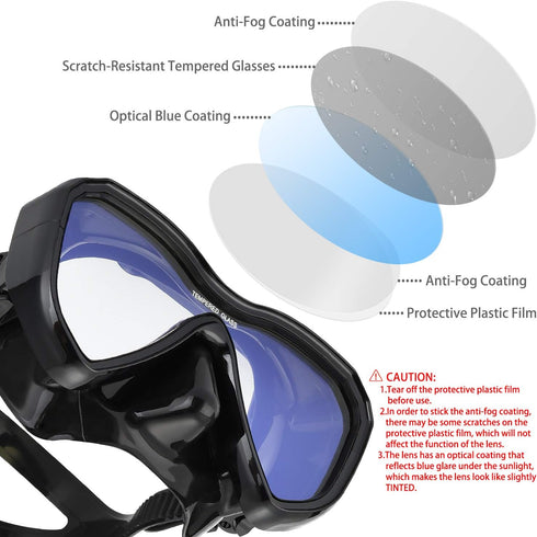 Snorkel Set with Anti-Fog Panoramic View Mask and Anti-Leak Dry Snorkel Tube | Snorkeling Gear for Adults with Kit Bag